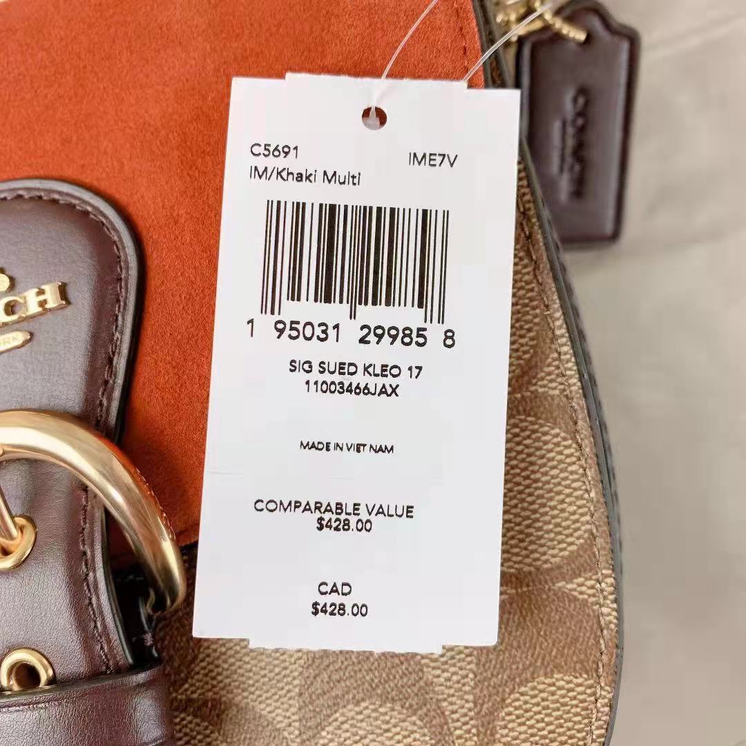 Coach C5691 Kleo Shoulder Bag 17 In Signature Canvas In Khaki Multi Coach C5691 Kleo Shoulder Bag 17 In Signature Canvas In Khaki Multi